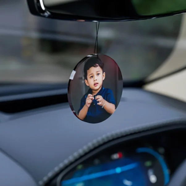 Custom acrylic car photo hanging ornament for rearview mirror