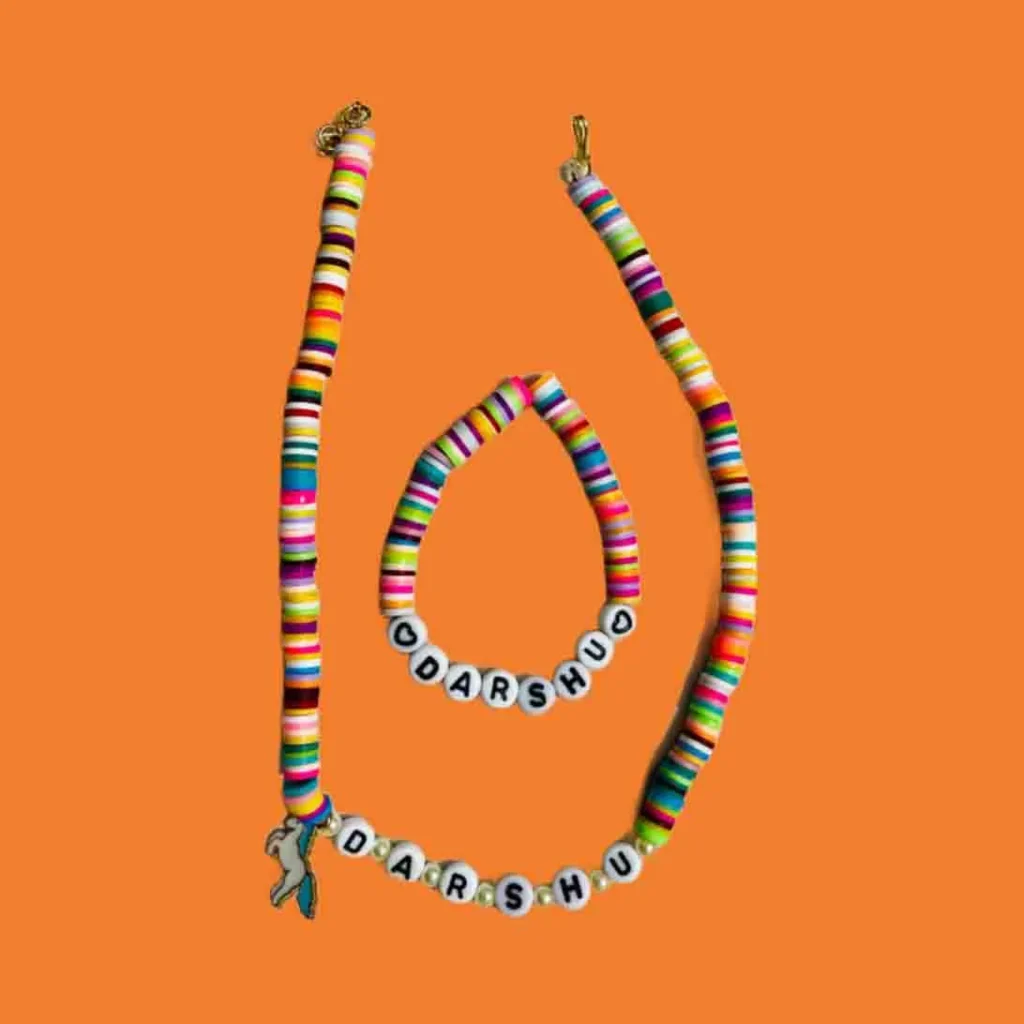 Kids Personalised Fimo Necklace Bracelet Combo