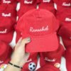 red printed cap
