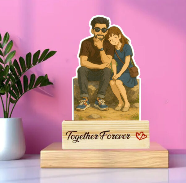 Personalized Ghibli couple caricature in anime style