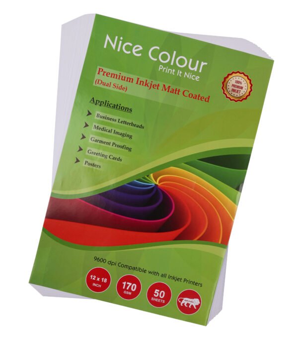 Premium Inkjet Matt Coated Dual Side 12x18 Inch 170 GSM 50 Sheets