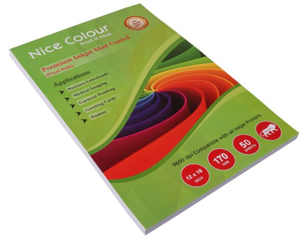 Premium Inkjet Matt Coated Dual Side Paper 12x18 Inch 170 GSM 50 Sheets