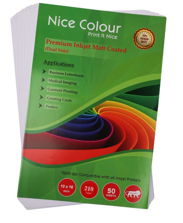 Premium Inkjet Matt Coated Dual Side 12x18 Inch 210 GSM 50 Sheets