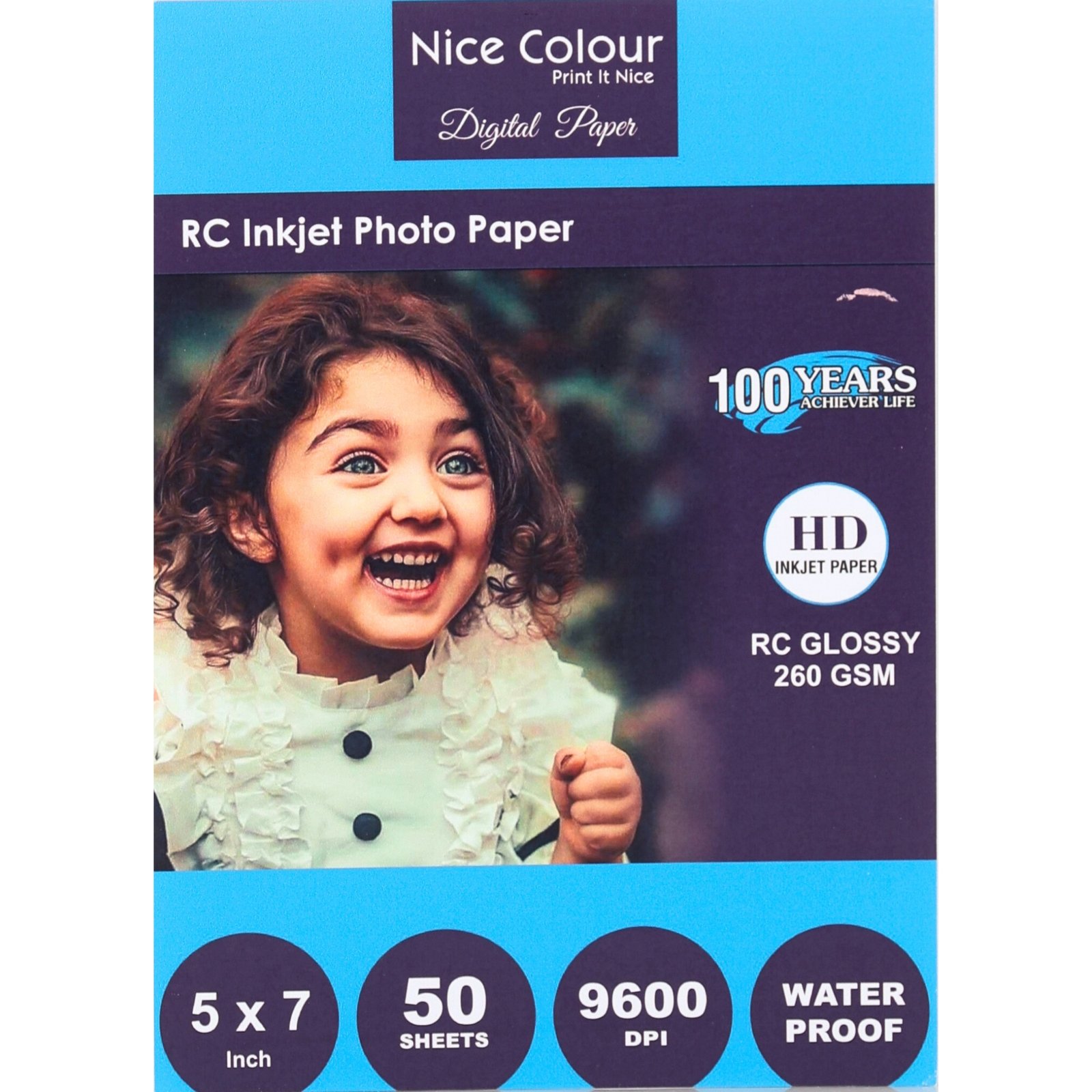 RC Inkjet Photo Paper 5x7 Inch 9600 DPI Water Proof 50 Sheets