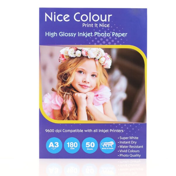 High Glossy Inkjet Photo Paper A3 180 GSM 50 Sheets