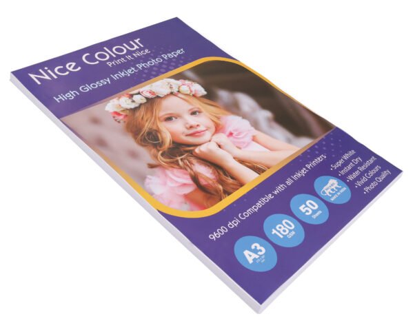 High Glossy Inkjet Photo Paper A3 180 GSM Pack of 50 Sheets