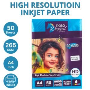 RC GLOSSY 265 GSM A4 50 Sheets 9600 DPI Water Proof