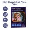 High Glossy Inkjet Photo Paper A4 150 GSM 50 Sheets for Inkjet Printers