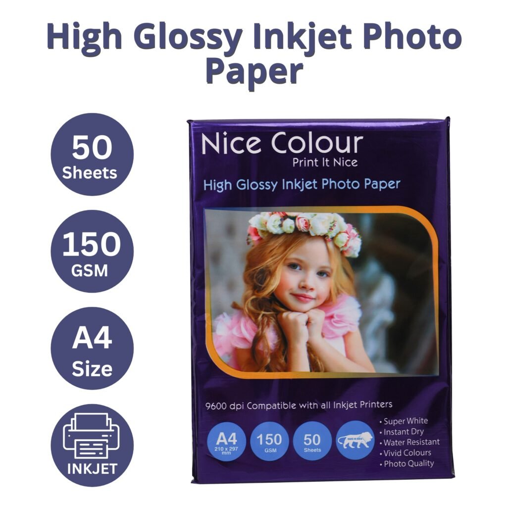 High Glossy Inkjet Photo Paper A4 150 GSM 50 Sheets for Inkjet Printers