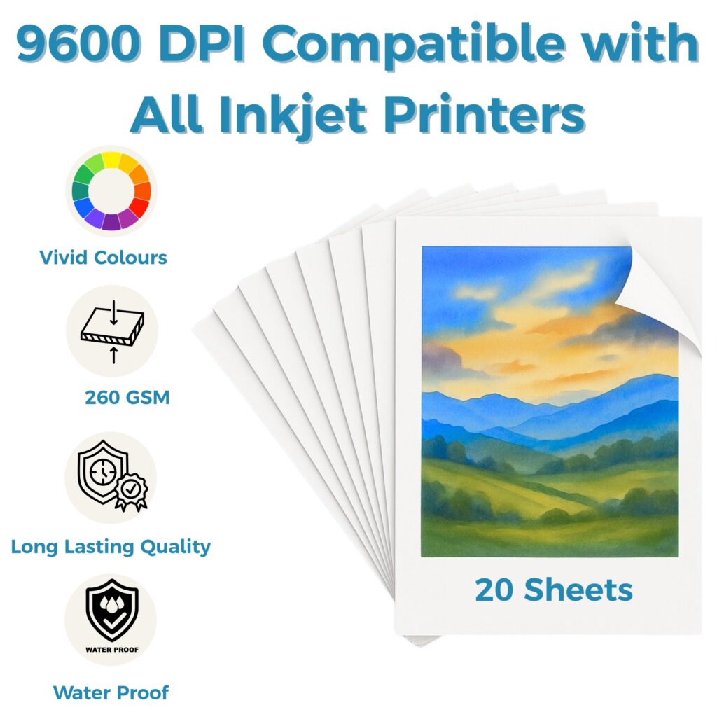 RC Inkjet Photo Paper A4 9600 DPI Water Proof 20 Sheets