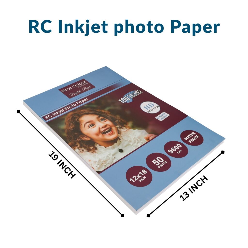 RC Inkjet Glossy Photo Paper 12x18 Inch 50 Sheets 9600 DPI Water Proof