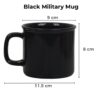 A robust Personalized Black Military Mug with a custom emblem and name, representing service and honor.