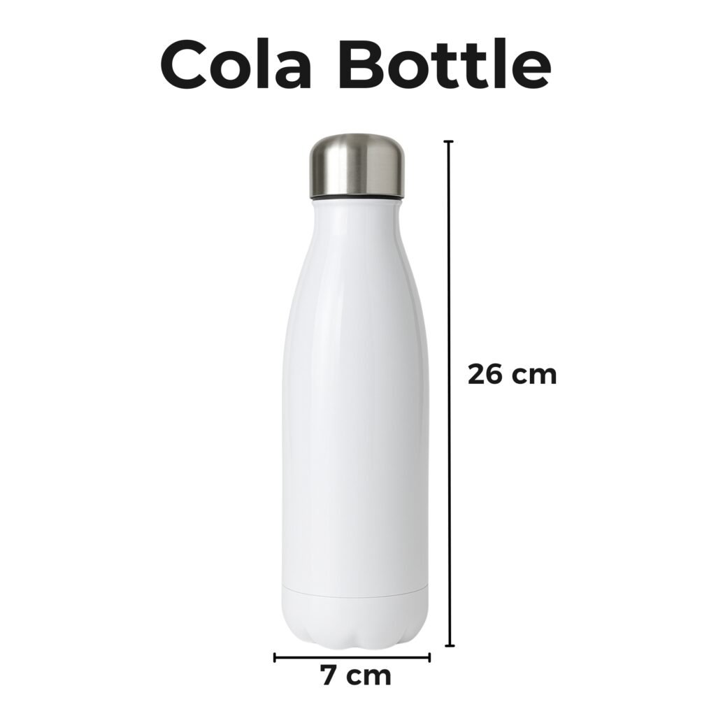 A colorful Personalized UV Sticker Bottle showcasing a vibrant, full-color custom photo and text design, appearing smooth and durable.