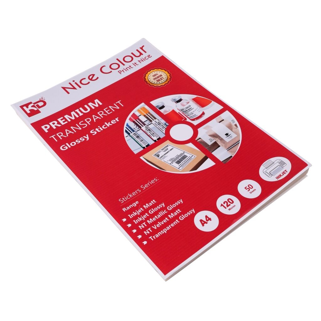 Premium Transparent Glossy Sticker A4 120 Micron 50 Sheet