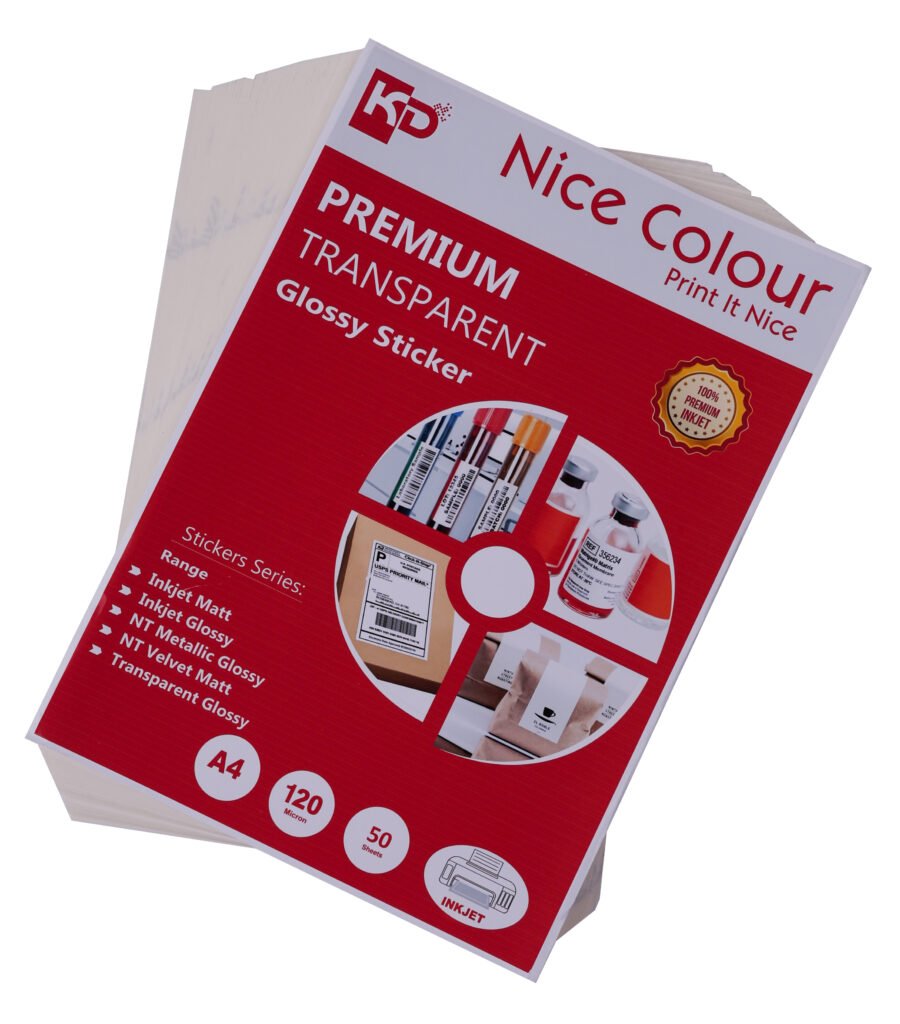 Premium Transparent Glossy Sticker A4 120 Micron 50 Sheet
