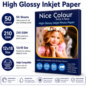 High Glossy Inkjet Photo Paper 12×18 Inch 210GSM 50 Sheet