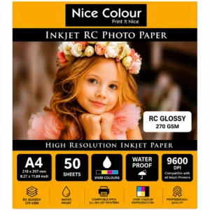 RC GLOSSY 270 GSM A4 50 Sheets 9600 DPI Water Proof