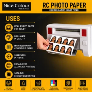 RC Inkjet Glossy Photo Paper 12×18 Inch 50 Sheets 270 GSM 9600 DPI Water Proof