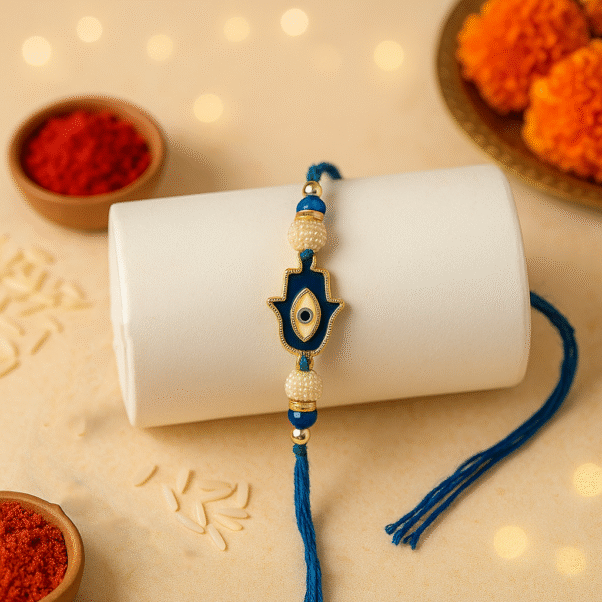 Guard your brother with love and positive energy this Raksha Bandhan. Our Blue Evil Eye Rakhi is not just a trend, but a powerful symbol of protection for his well-being.