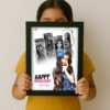 A gracefully designed girl photo frame in soft pastel colors, adorned with delicate floral patterns and a subtle shimmer, holding a heartwarming picture of a smiling girl, displayed on a vanity table.