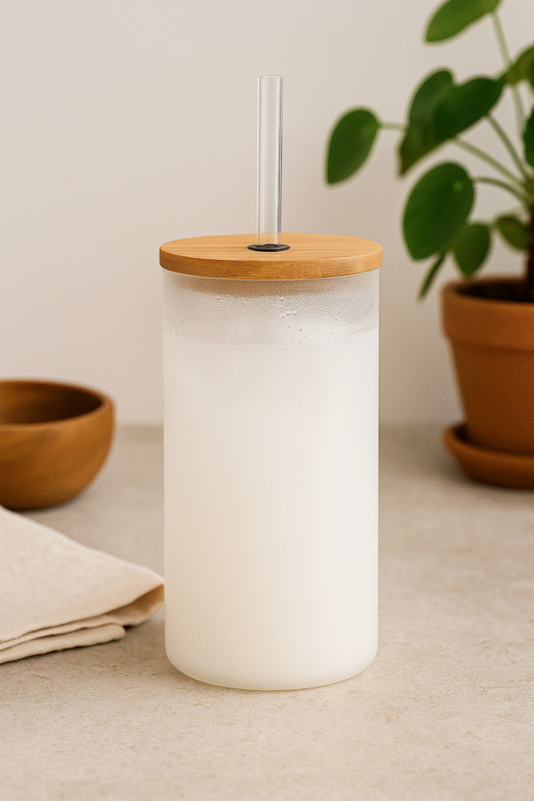 A white Spotify Code Tumbler with a bamboo lid and clear straw, featuring a custom photo of a couple, song title "Tum Hi Ho," artist "Arijit Singh," Spotify player controls, and the song title repeated at the bottom, mimicking the Spotify interface.