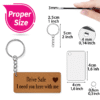 A rectangular light brown "MDF keychain" with rounded corners, engraved with "Drive Safe I need you here with me"