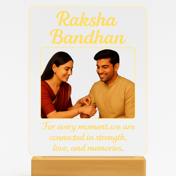 Personalized LED Lamp with custom photo and Raksha Bandhan message