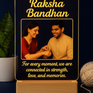 Personalized LED Lamp with custom photo and Raksha Bandhan message