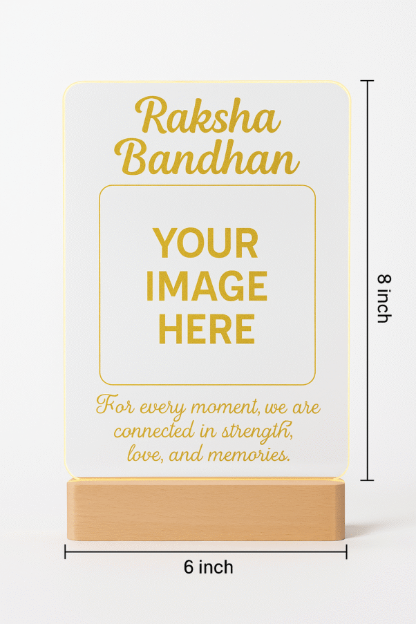 Personalized LED Lamp with custom photo and Raksha Bandhan message