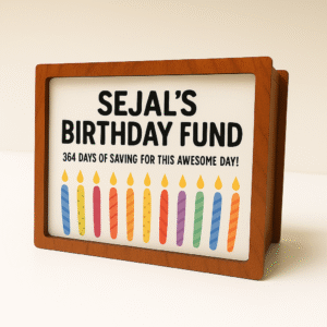 Happy Birthday Wooden Photo Money Bank Box