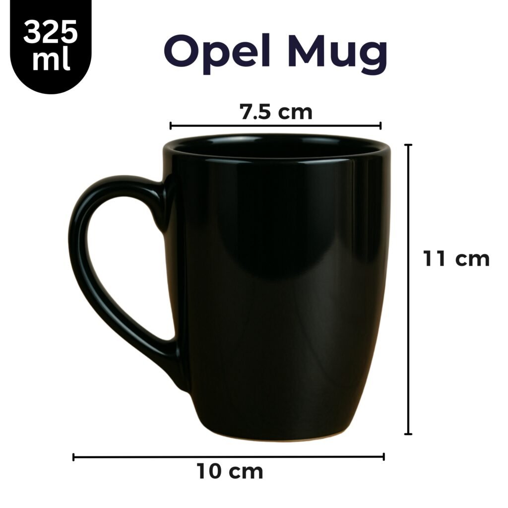 A black "Bro No. 1" Best Brother Mug" featuring text and a white bicep icon, placed on a wooden counter with white ceramic rabbit decorations and flowers in the