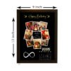 Person holding a black birthday collage photo frame with multiple custom photos and a calendar design