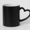Personalized couple magic mug revealing a full-color illustration of a loving couple with hearts floating around them.