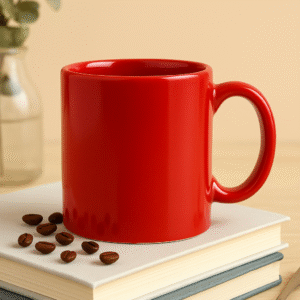 Custom red ceramic coffee mug