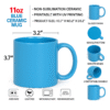 Personalized Blue Coffee Mug with Name "Your Logo Here" printed on the side, sitting on an office desk next to a laptop.