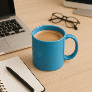 Personalized blue coffee mug with name