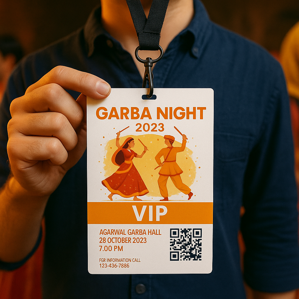Custom Navratri ID Card with VIP pass design for Garba Night