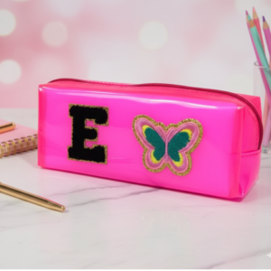 Personalized Jelly Pencil Pouch with Initial and  Charm