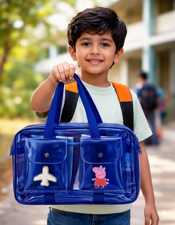 Personalized Jelly Duffle Bag with Pockets - Blue