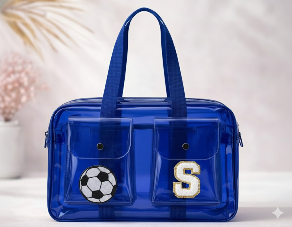 Personalized Jelly Duffle Bag with Pockets - Blue