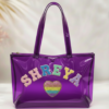 Personalized Jelly Tote Bag with Chenille Patches- Purple
