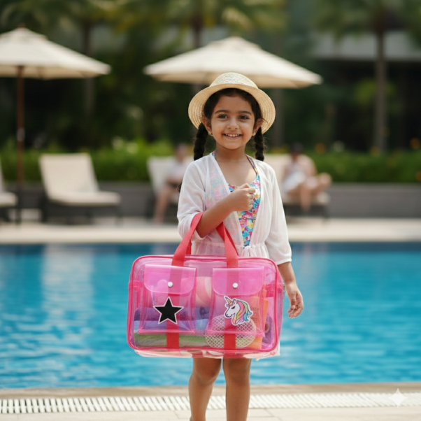 Personalized Jelly Duffle Bag with Pockets - Pink