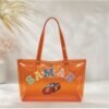 Personalized Jelly Tote Bag with Chenille Patches- Orange