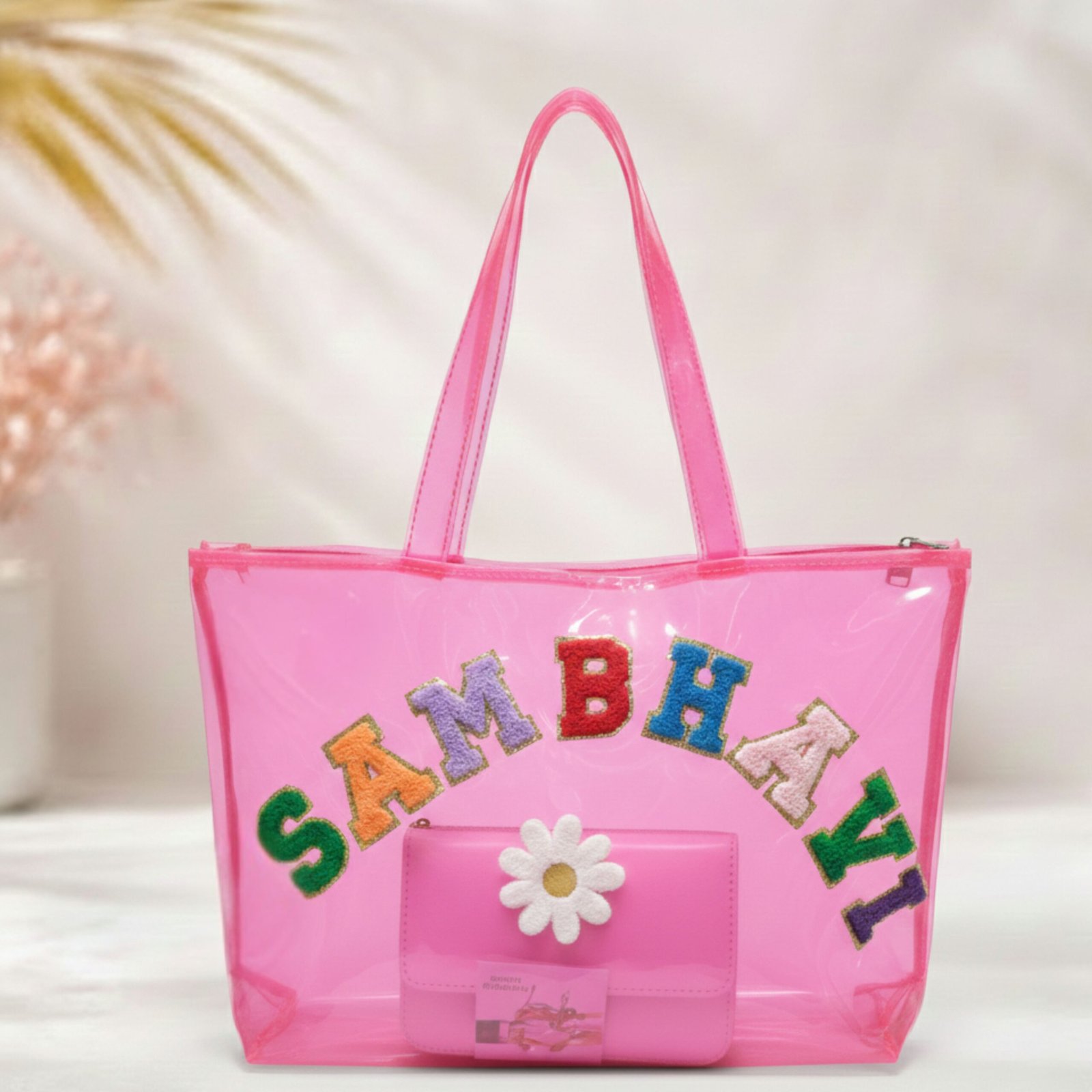 Personalized Jelly Tote Bag with Chenille Patches