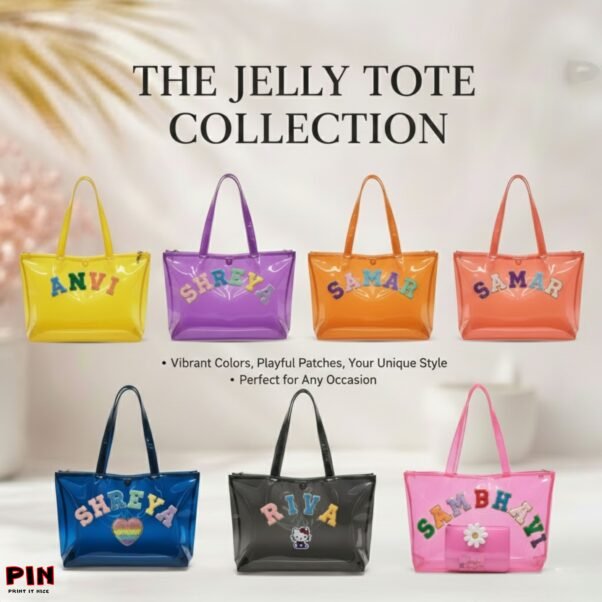 Personalized Jelly Tote Bag with Chenille Patches