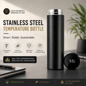 Black Insulated Bottle Corporate Gift | 304 Food-Grade Steel Build | PrintItNice