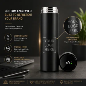 Black Insulated Bottle Corporate Gift | 304 Food-Grade Steel Build | PrintItNice