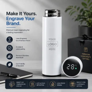 White Insulated Bottle Corporate Gift | High-Contrast Gloss Finish | PrintItNice