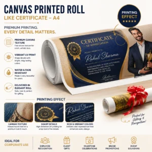 A4 Canvas Print Corporate Certificate | Textured Canvas Finish | PrintItNice