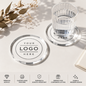 Acrylic Coasters Corporate Logo | Translucent Acrylic, Premium Edge Finish | PrintItNice
